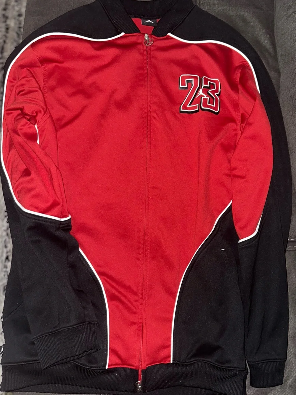 Jordan Red and Black Full-Zip Athletic Jacket with '23' Graphic